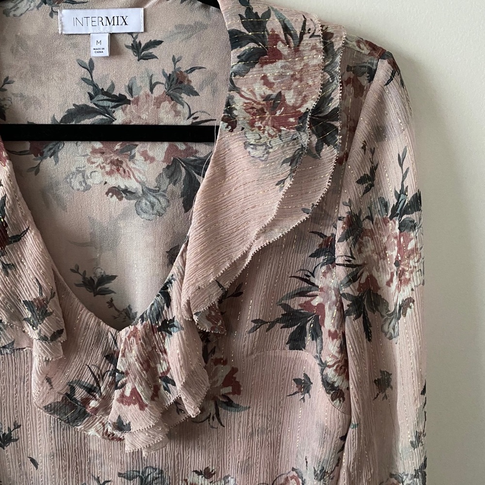 Intermix Blouse with Ruffle Sleeves - Picture 2 of 4